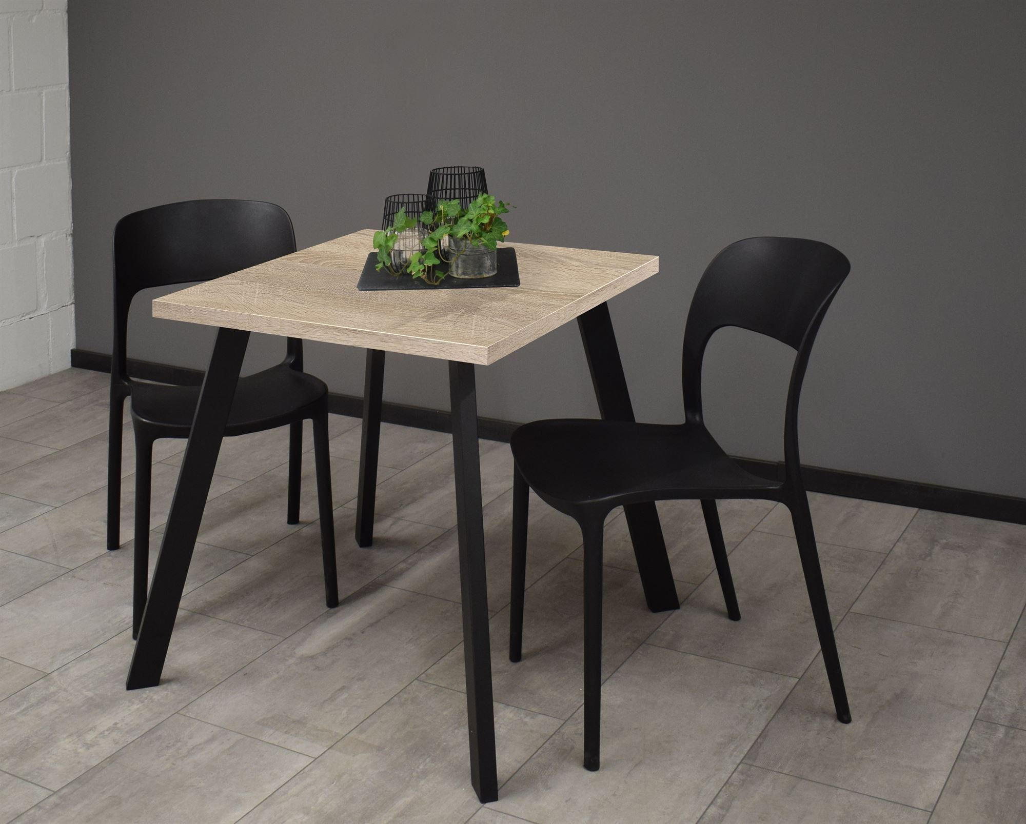BISTROTISCH Eirene 70x70x75 schwarz matt/eiche sägerau - Graubraun, Metall (70/70/75cm) - 58aufmkessel
