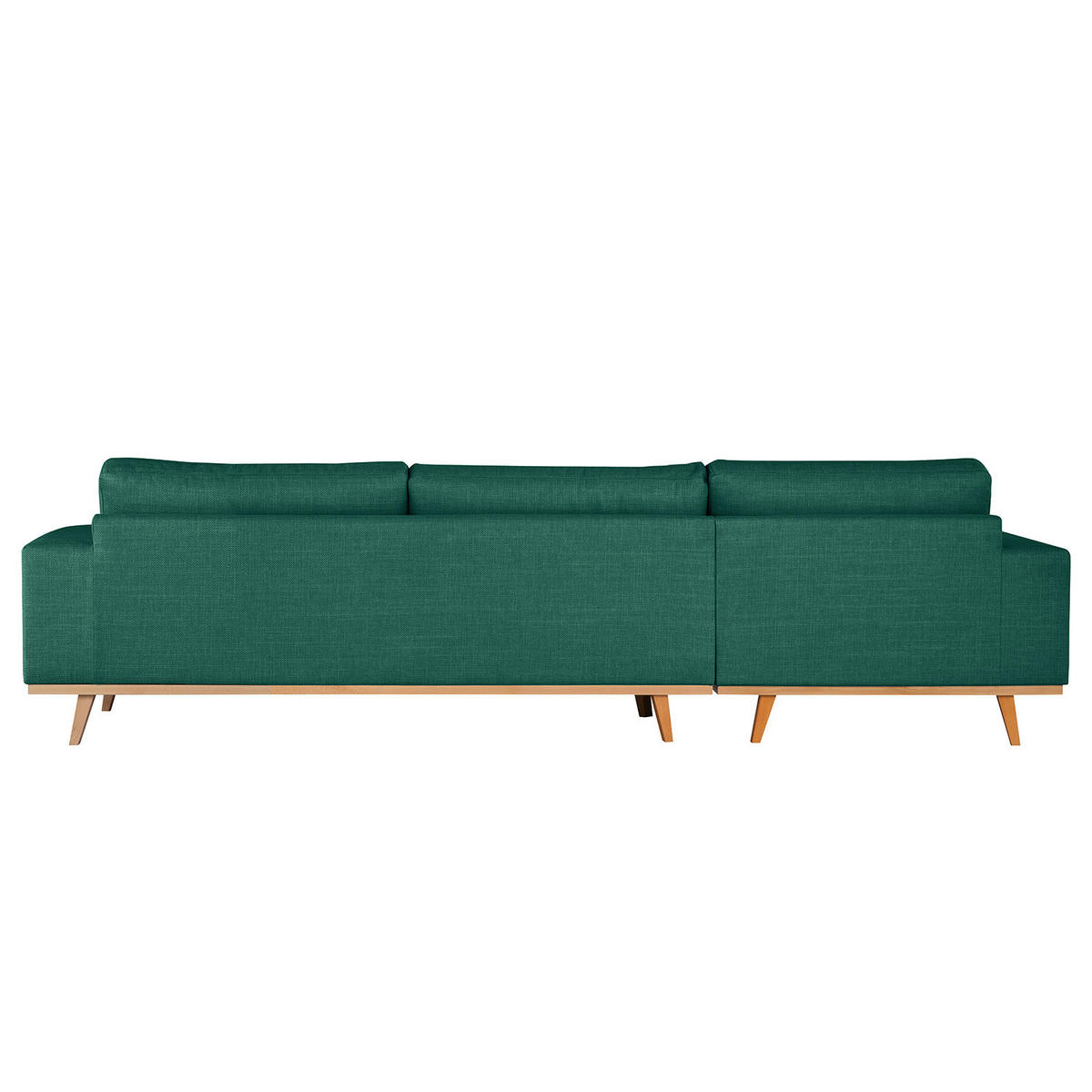 ECKSOFA mit Longchair - Dunkelgrün/Buchefarben, Buchenholz/Textil (281/153cm) - home24