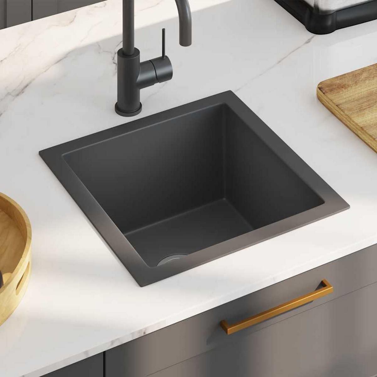 EINBAUSPÜLE Handgemachte Schwarz Edelstahl - Schwarz, Metall (40/20/40cm) - vidaXL