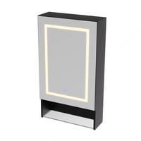 SPIEGELSCHRANK Schwarz 50x88cm mit 3 Lichtfarben & Antibeschlag - Schwarz, Glas (50/88/16cm) - SHOPENTRA