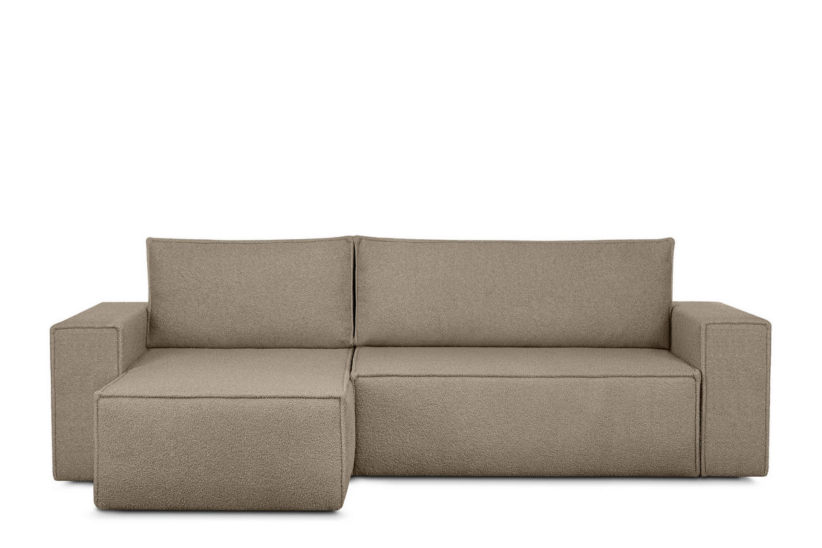 ECKSCHLAFSOFA-LINKS/RECHTS NAPI II in Pet Friendly Stoff, dunkelbeige - Beige/Braun, Textil (262/148cm) - KONSIMO®