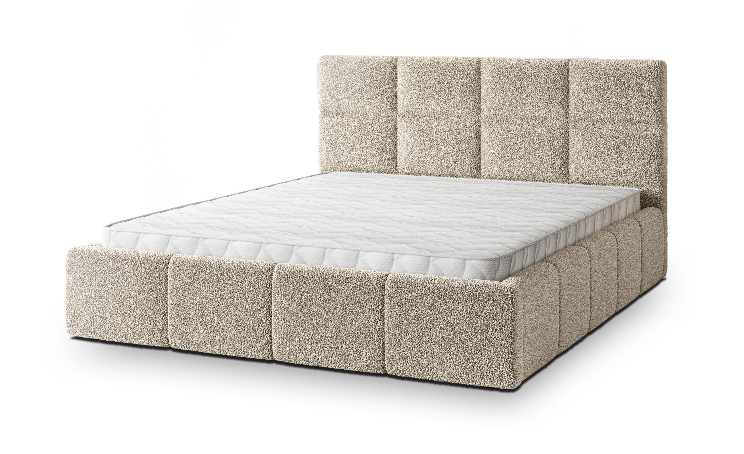 POLSTERBETT COMO 140x200 cm mit Bettkästen - Beige - Beige, Holz (140/200cm) - MASSENO