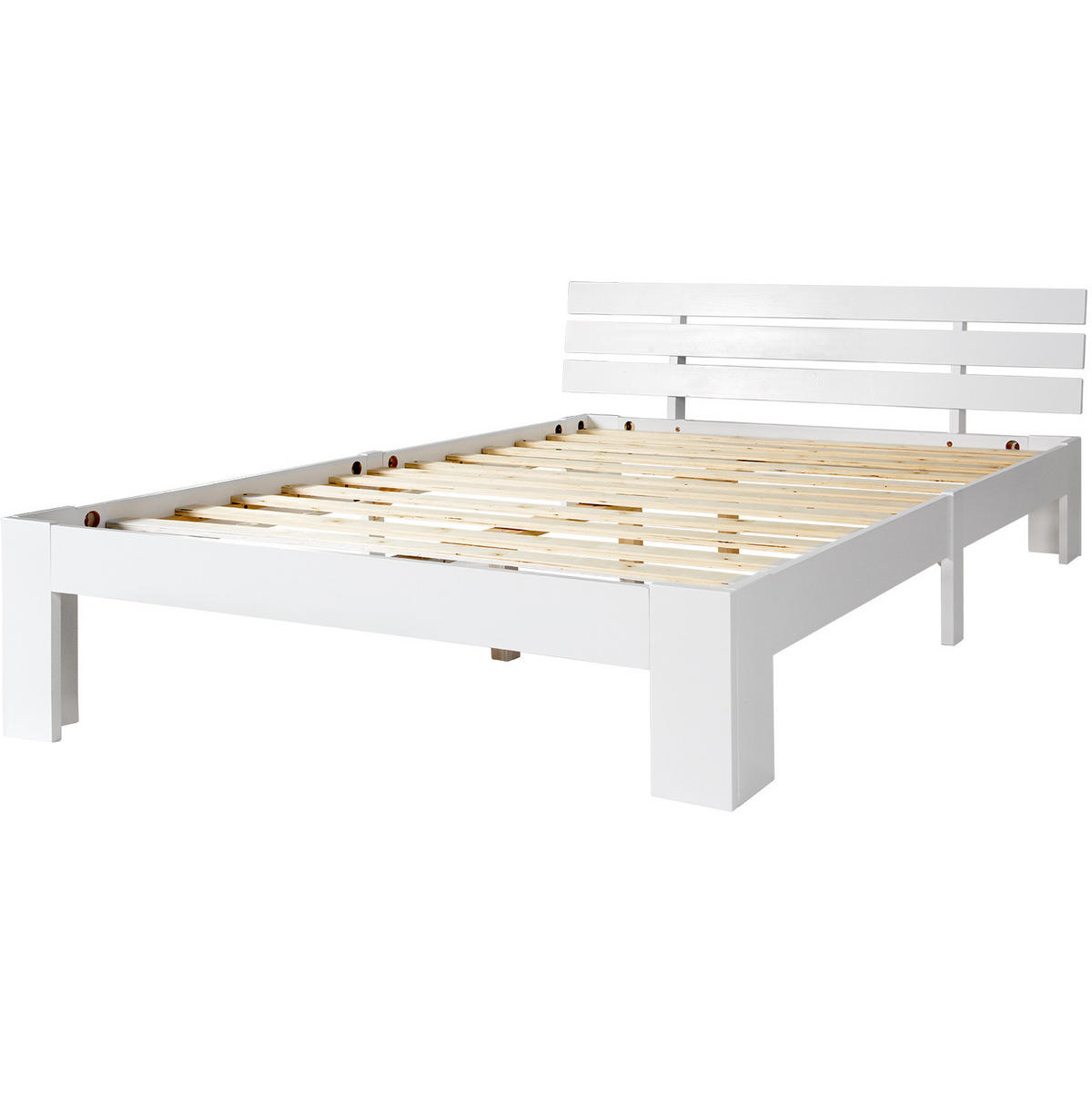 BETT 140/200 cm in Weiß aus Massivholz mit Lattenrost - Weiß, Holz (140/200cm) - Flora Grace