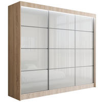 KLEIDERSCHRANK PEKA III mit LED - 250 cm - Sonoma Eiche|Weiß - Weiß/Sonoma Eiche, Holzwerkstoff (250/215/61cm) - ALTDECOR