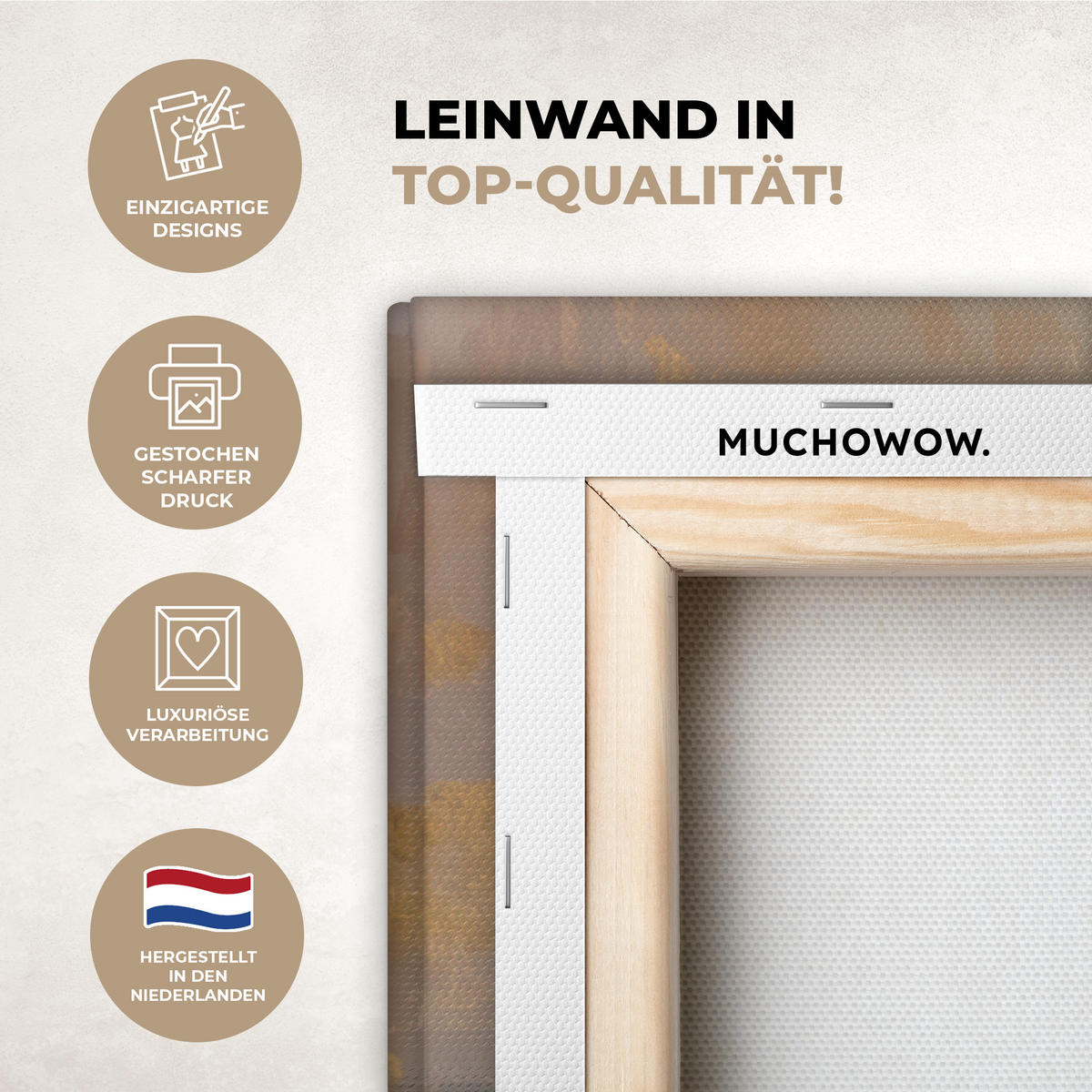 LEINWANDBILD Gemälde - Welle - Jesus - Abstrakt XXL 150x100 cm - Goldfarben, Textil (150/100cm) - MuchoWow