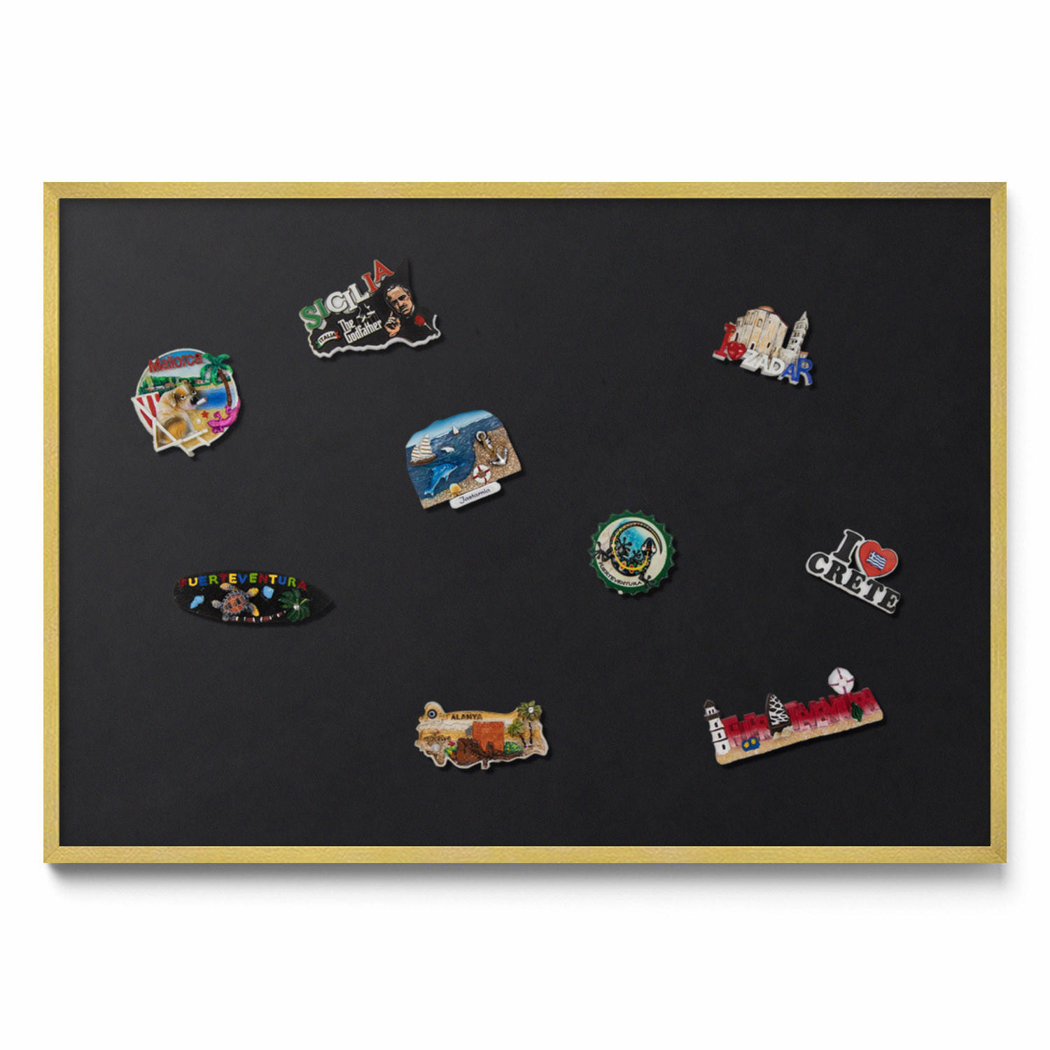 MAGNETTAFEL 100x70 cm Goldener Rahmen Farbe Schwarz - Sheeshamfarben, Metall (100/70/0.4cm) - TULUP