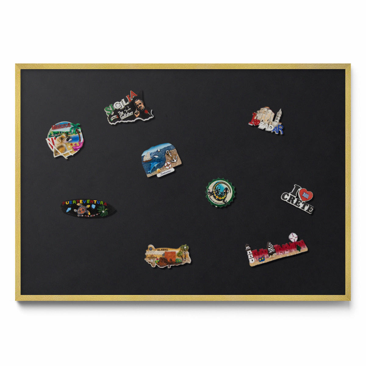 MAGNETTAFEL 100x70 cm Goldener Rahmen Farbe Schwarz - Sheeshamfarben, Metall (100/70/0.4cm) - TULUP