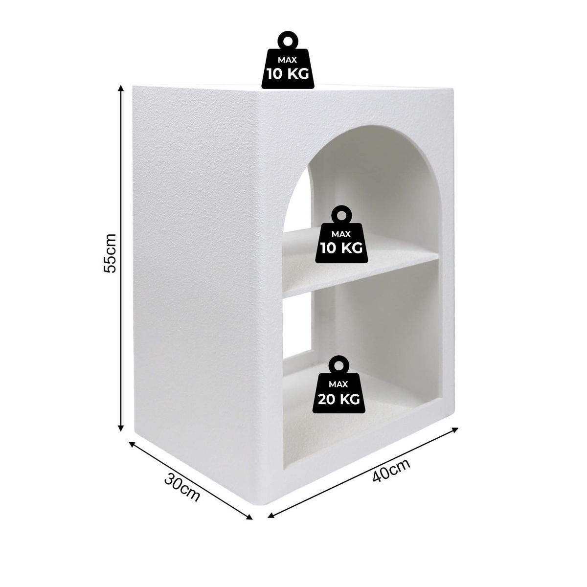 NACHTTISCH Nerina 40/30/55 cm mit 1 Ablage - Weiß, Holzwerkstoff (40/55/30cm) - Mobili Rebecca