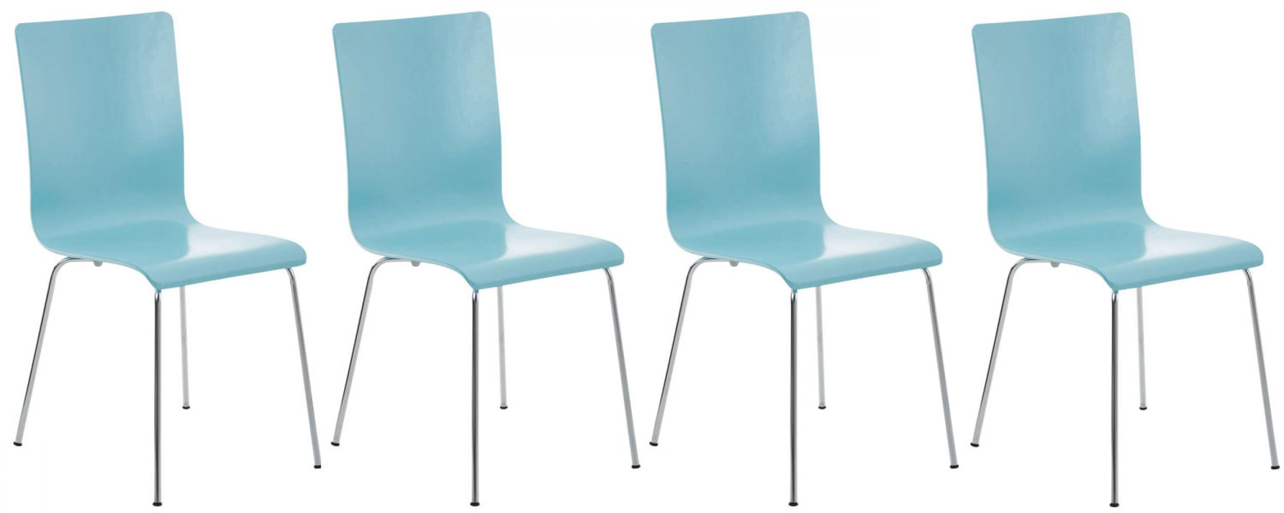BESUCHERSTUHL 4er Set Holz hellblau - Hellblau, Holz/Metall (43/87/47cm) - CLP