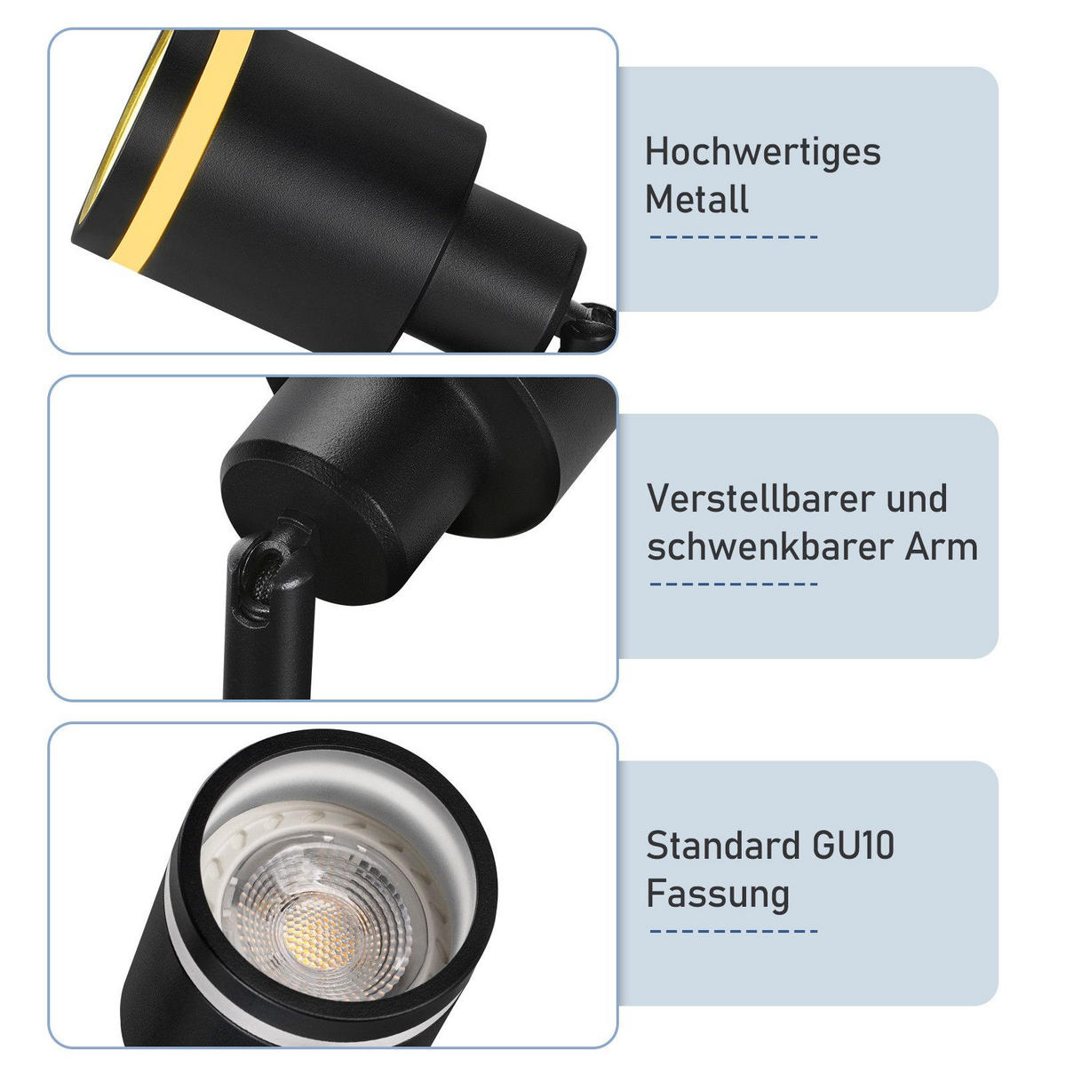 STRAHLER Oldesloe 3-flammig 20/20/15.7 cm - Schwarz, Metall (20/20/15.7cm) - Nettlife