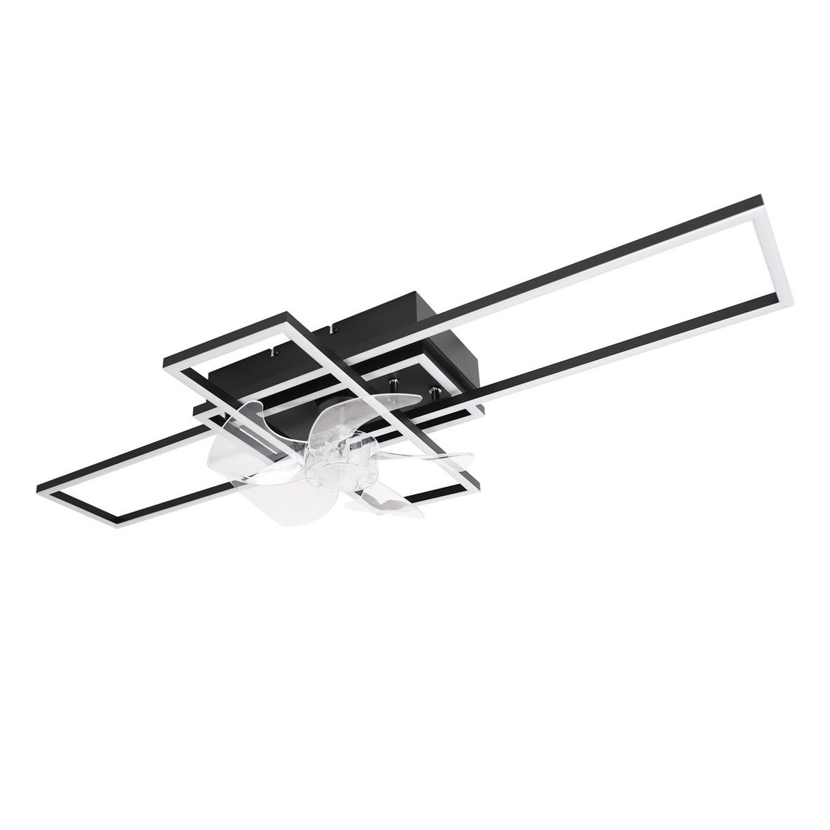 LED DECKENVENTILATOR Neryn 94/42/15.5 cm - Schwarz, Kunststoff/Metall (94/42/15.5cm) - ZMH