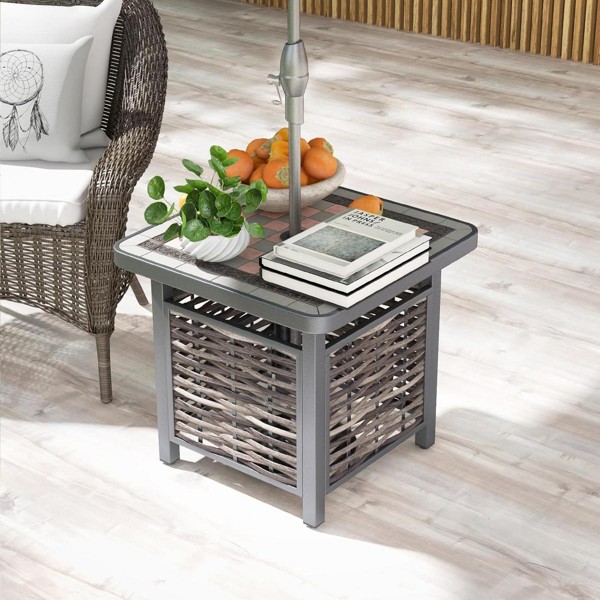 BEISTELLTISCH Braun - Braun, Kunststoff (55/55/50cm) - COSTWAY