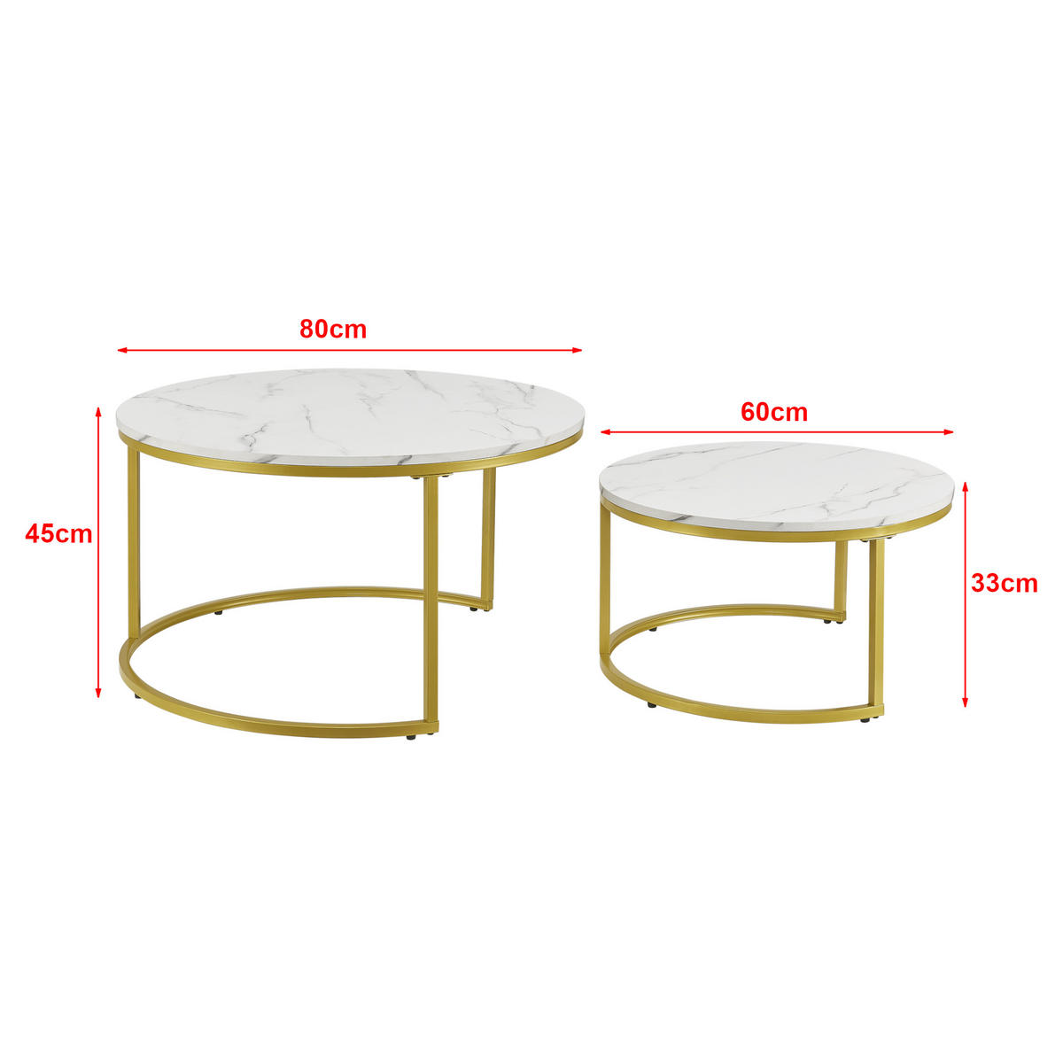 COUCHTISCH Christchurch 2er-Set - Weiß, Holzwerkstoff (80/80/45cm) - [en.casa]