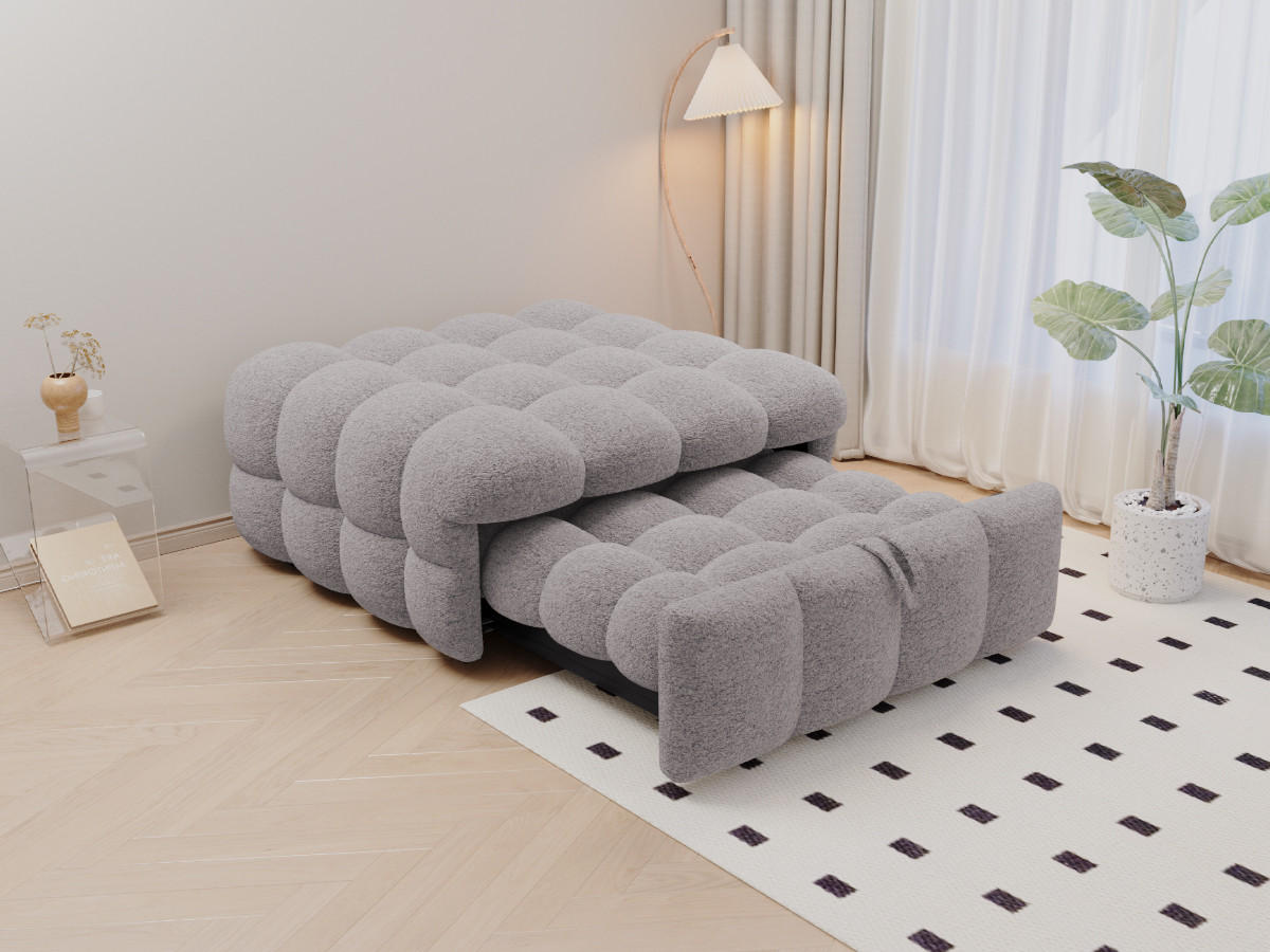 SCHLAFSOFA 2-in-1 aus Teddy-Stoff, ausziehbar, 183/76/42 cm, Grau - Grau, Textil (76/42/183cm) - Redom