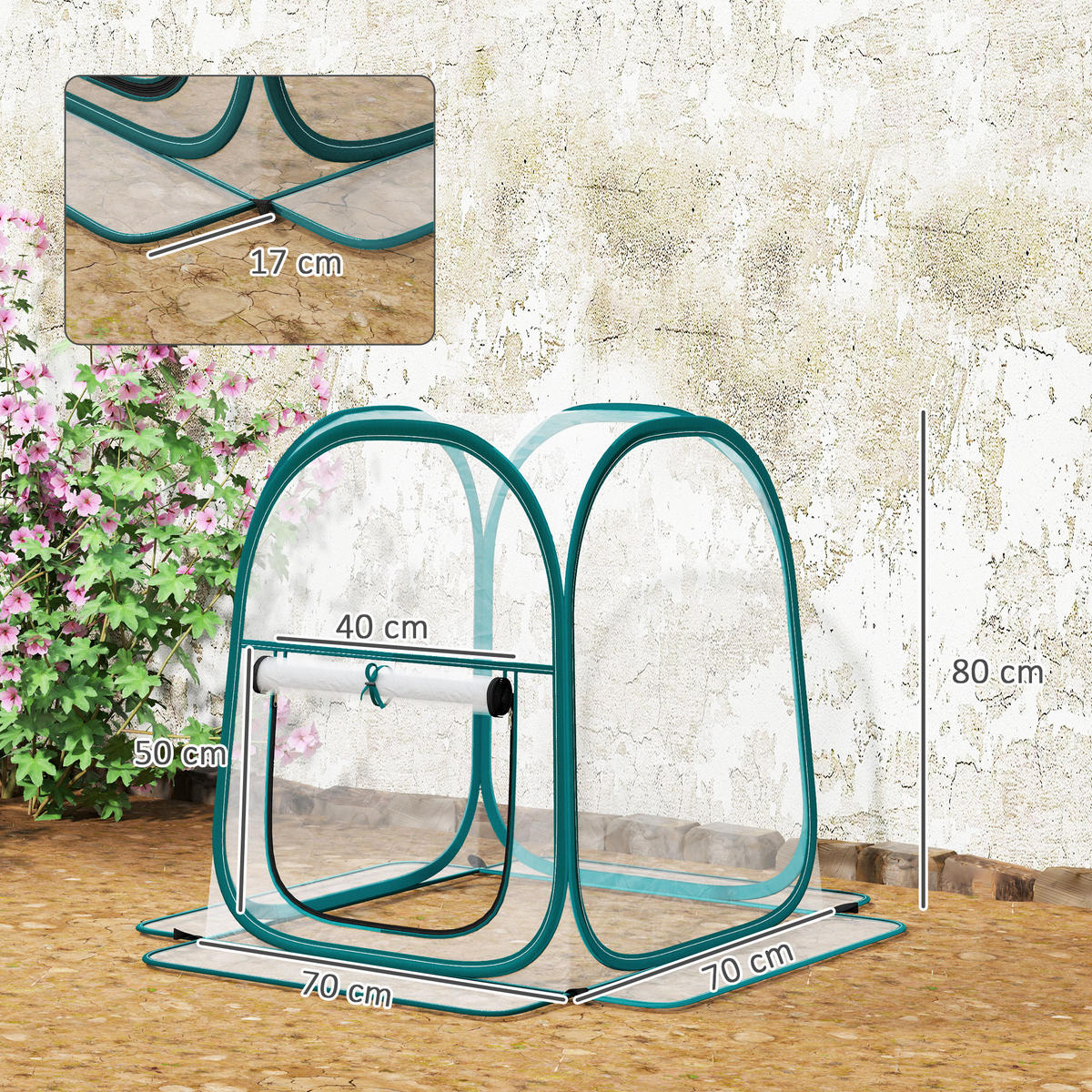 MINI-GEWÄCHSHAUS, Pop-up, PVC, transparent, 70x70x80cm, für Gemüse - Multicolor, Kunststoff (70/80/70cm) - FORIOUS