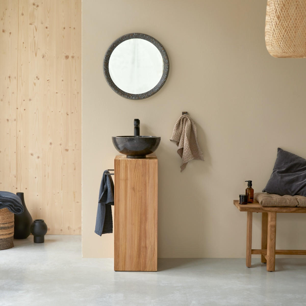 WASCHTISCHUNTERSCHRANK Stelle Natur aus Teak - Naturfarben, Holz (30/78/40cm) - Tikamoon