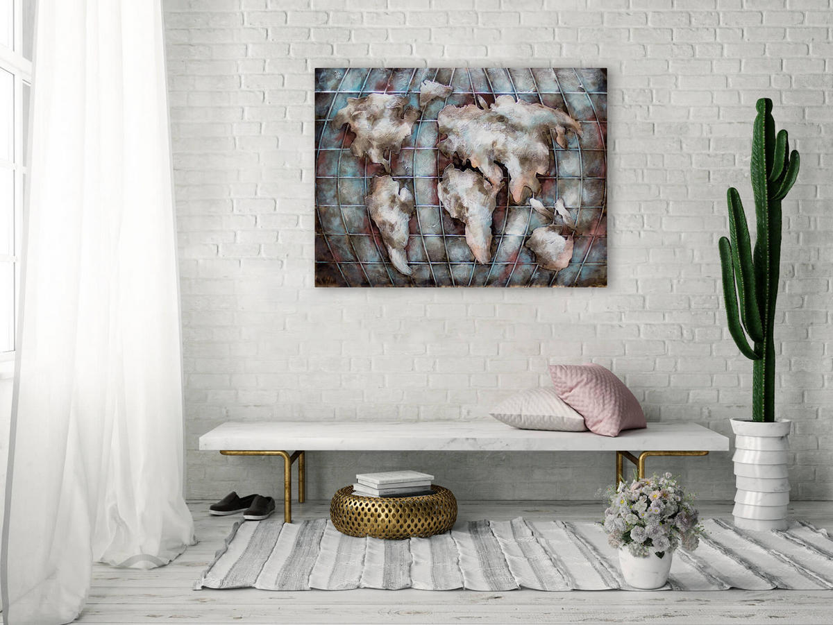 METALLBILD Blau 100/70 cm - Blau, Metall (100/70cm) - KUNSTLOFT