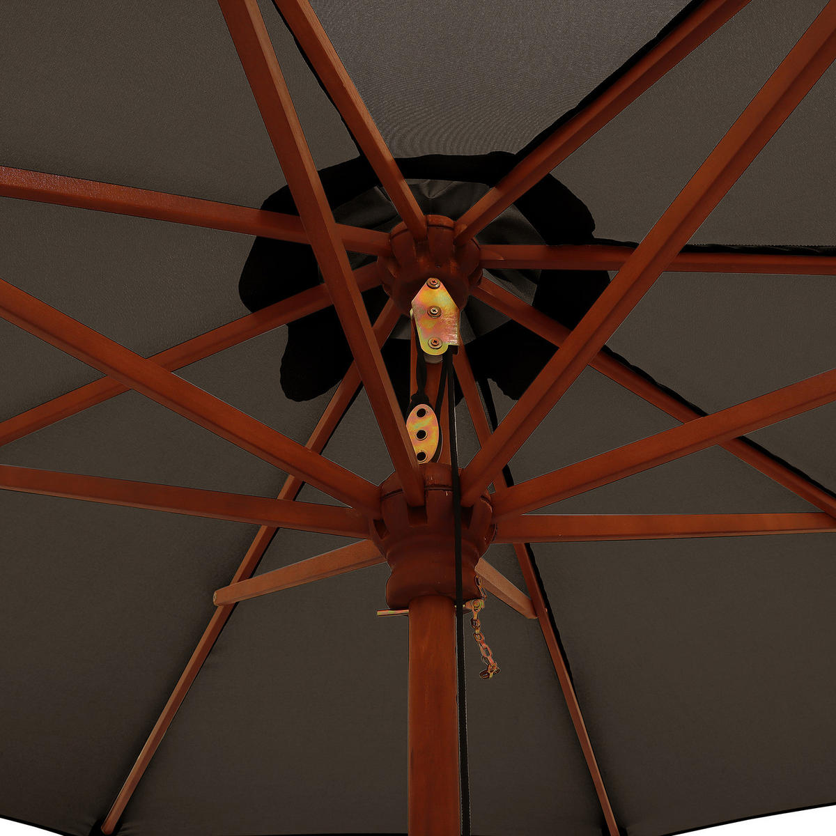 SONNENSCHIRM - Eukalyptus massiv / Polyester - Taupe, Holz/Textil (250/250cm) - home24