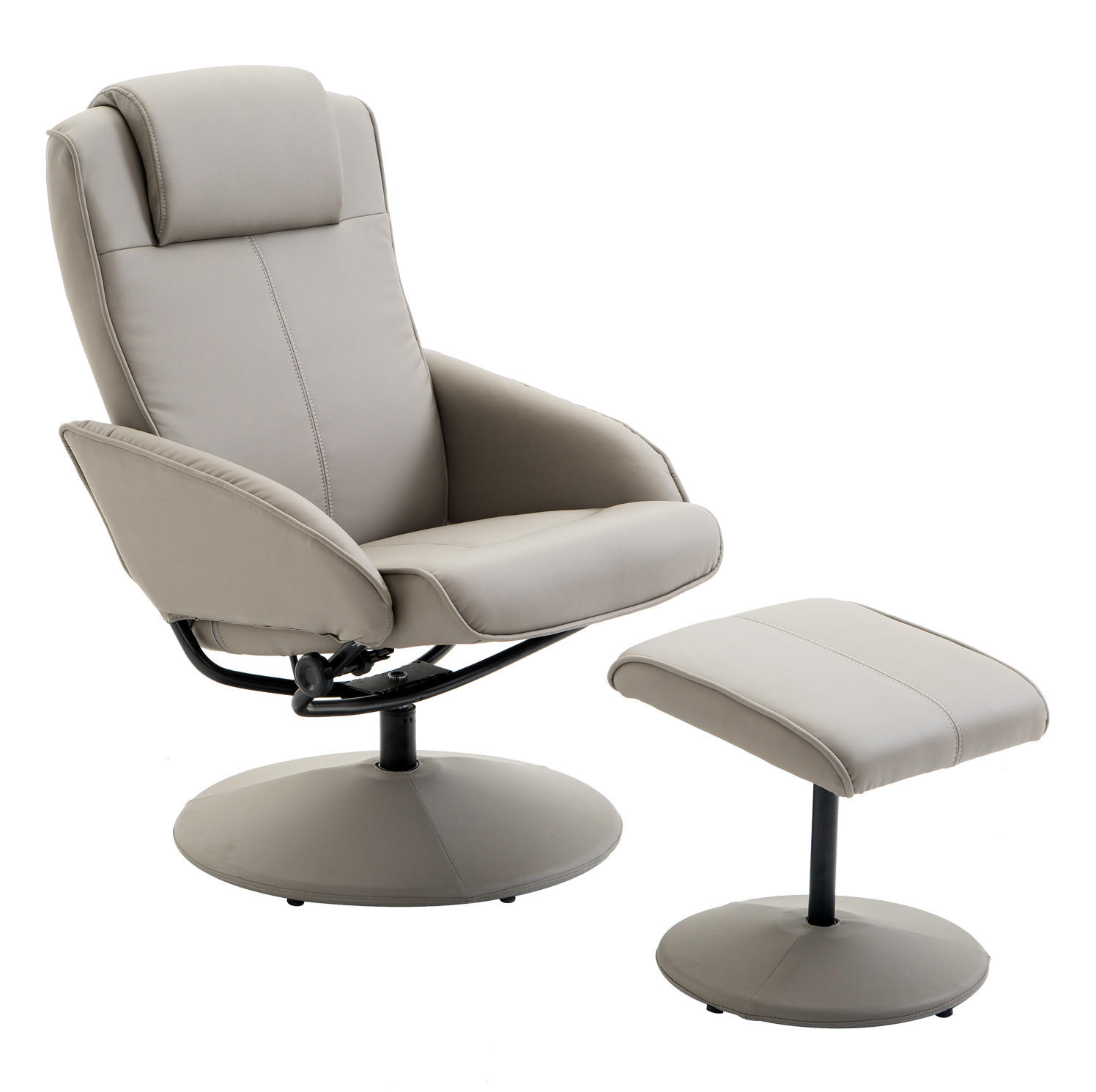 RELAXSESSEL Kunstleder mit Fußhocker, 145° Neigung 78/67/98 cm Grau - Grau, Holz (67/98/78cm) - Redom