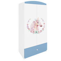 KINDERKLEIDERSCHRANK Pferd - Blau, Holzwerkstoff (90/175/52cm) - RAUMHIRSCH FURNITURE