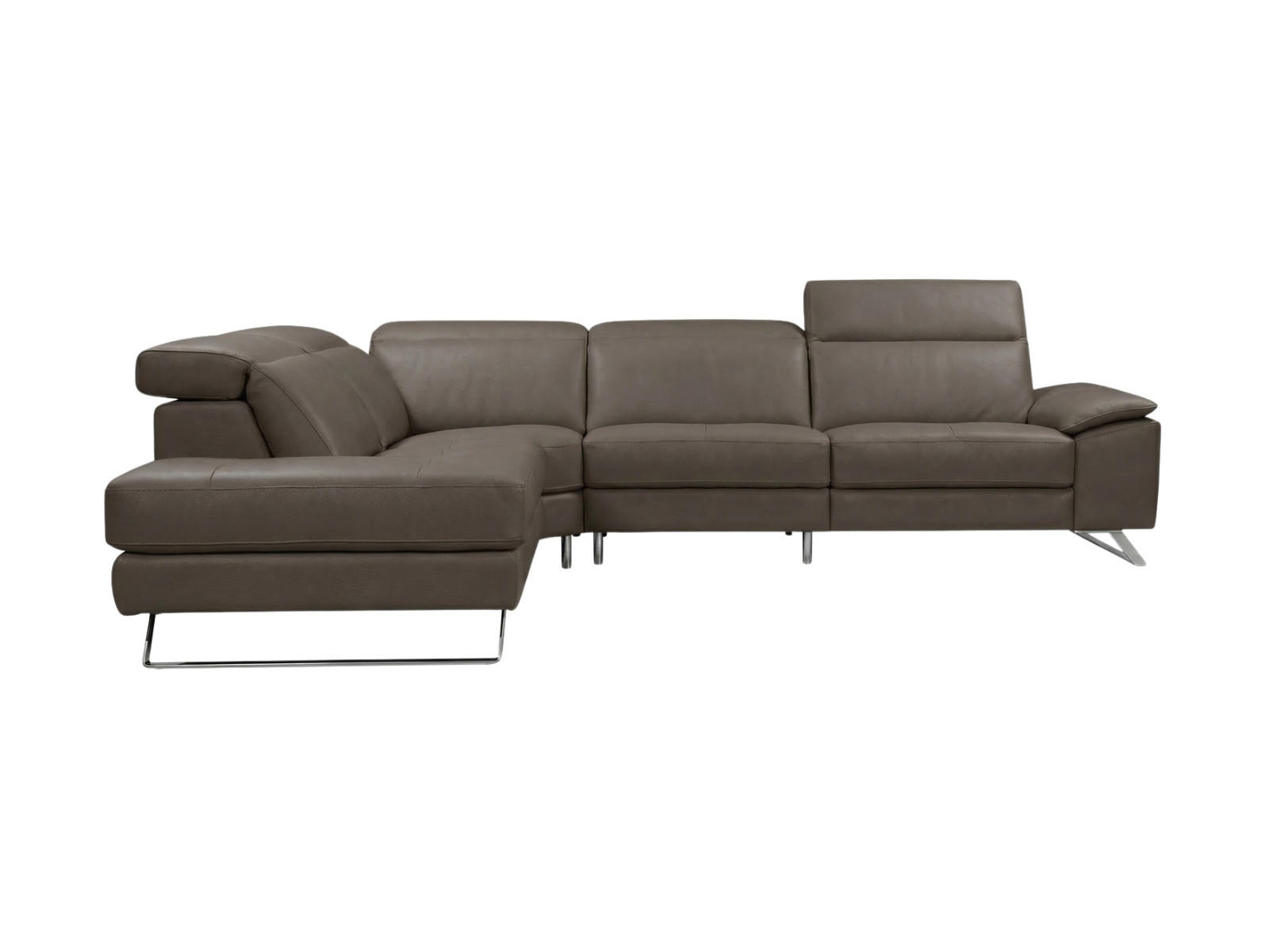 ECKSOFA Genius Echtleder Greige - Greige, Leder/Metall (230/264cm)