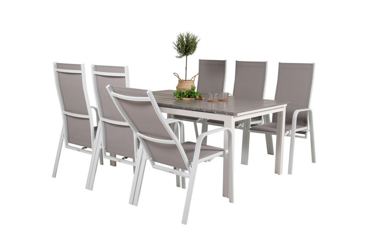 GARTENTISCHGRUPPE Weiß - Weiß, Holzwerkstoff - ebuy24