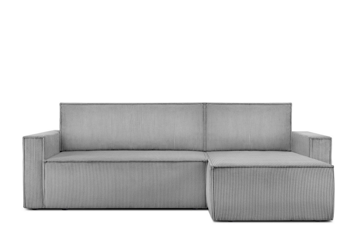 ECKSOFA-LINKS/RECHTS NAPI Schlaffunktion mit Cordbezug, hellgrau - Hellgrau/Schwarz, Textil (246/148cm) - KONSIMO®