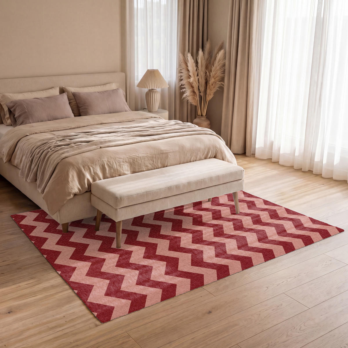 KOBERCE - Cikcak - Pruhy - Vzor - Červená - 200x140 cm - červená, textil/plast (200/0.4cm) - OnlyWow