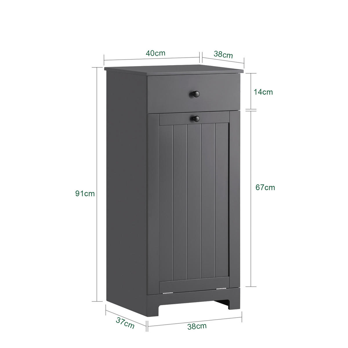 WÄSCHESCHRANK Weiß - Grau, Holzwerkstoff (40/90/38cm) - SoBuy