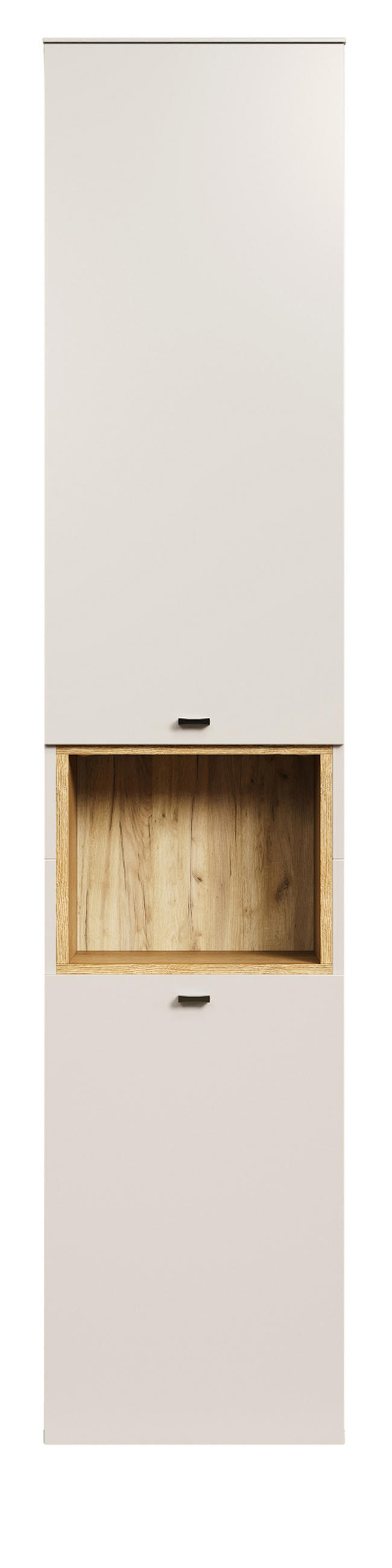 HOCHSCHRANK Sand, Evoke Eiche 40 x 186 cm, Badschrank mit Soft-Close - Sandfarben/Kaschmir, Holzwerkstoff/Metall (40/186/31cm) - Top.Furn