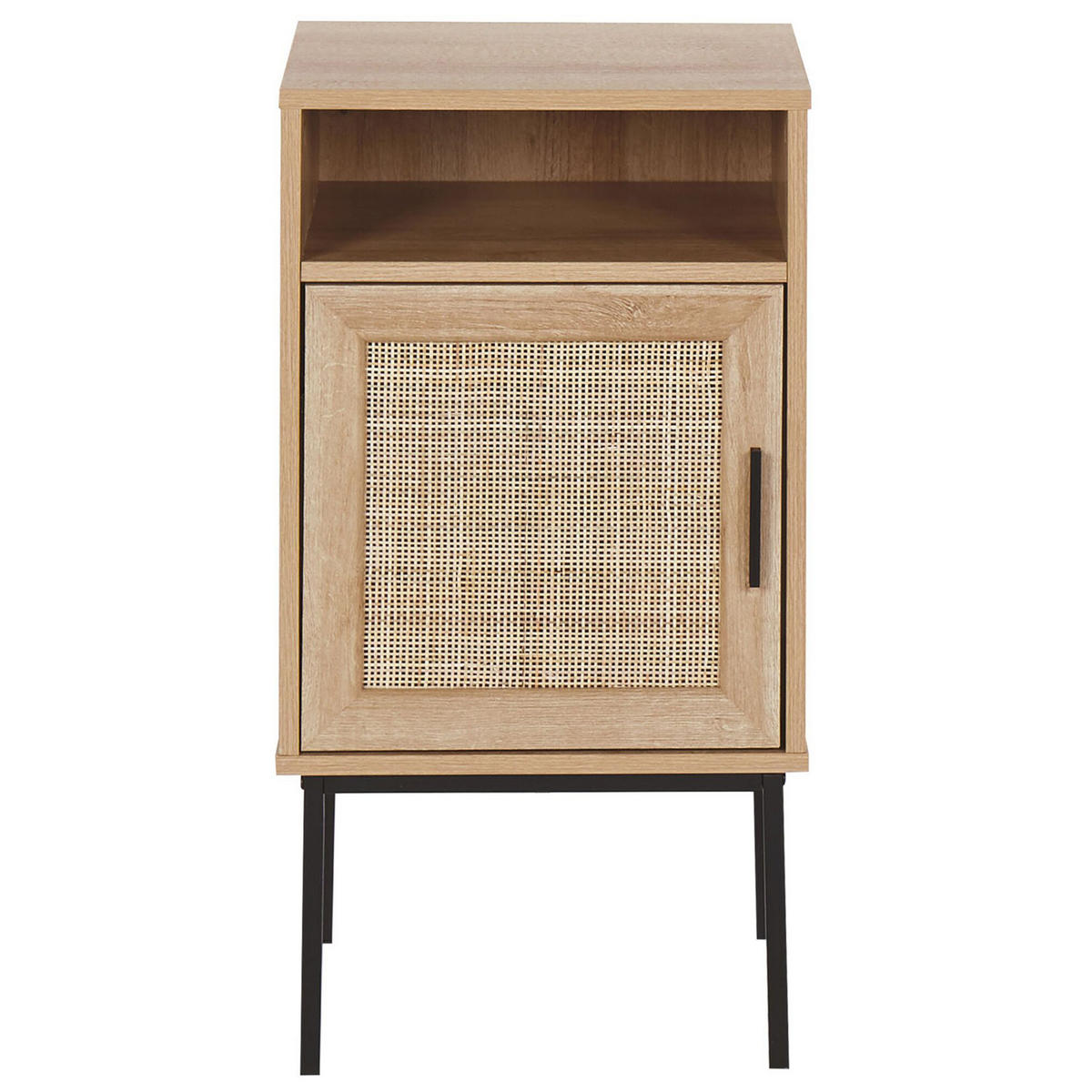 NACHTTISCH Rattan heller Holzfarbton Pasco - Hellbraun/Schwarz, Holzwerkstoff (40/78/40cm) - Beliani