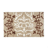 BADEMATTE 50/80 cm Damast-Muster, Baumwolle - Beige, Textil (50/80cm) - Homescapes