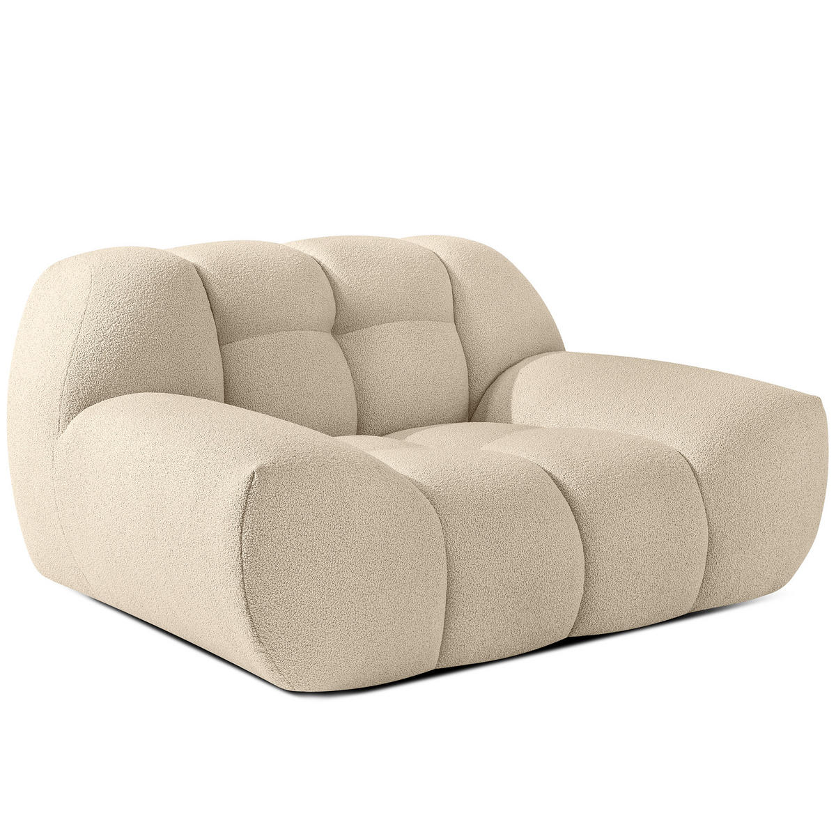 SESSEL VENA mit Pouf Bouclé, Hellbeige - Beige, Holz/Textil (65/38/65cm) - KONSIMO®