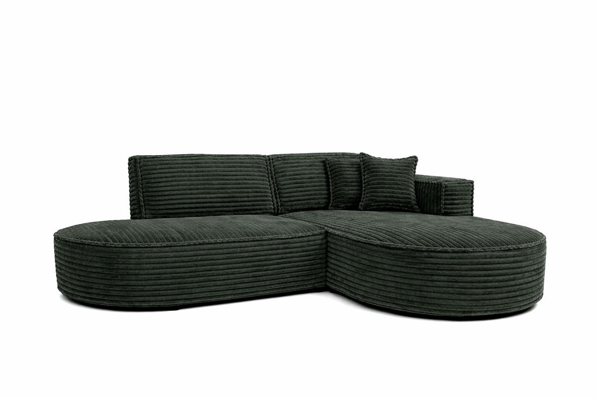 ECKSOFA L-Form, Cordstoff Velo, Grün, Rechts, Modena Studio - Grün, Holz (236/165cm) - Kaiser Möbel