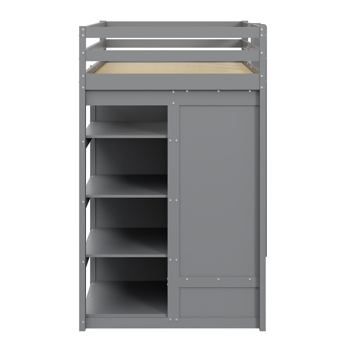 ETAGENBETT 90/200 cm Grau aus Holz mit Ausziehbett und Kleiderschrank - Grau, Holz (90/200cm) - Flora Grace