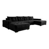 ECKSOFA MODENA 320 cm x 185 cm – Stoff: CASABLANCA Schwarz 16 Farbe: Schwarz - Schwarz, Textil (320/185cm) - A&J MöbelLand