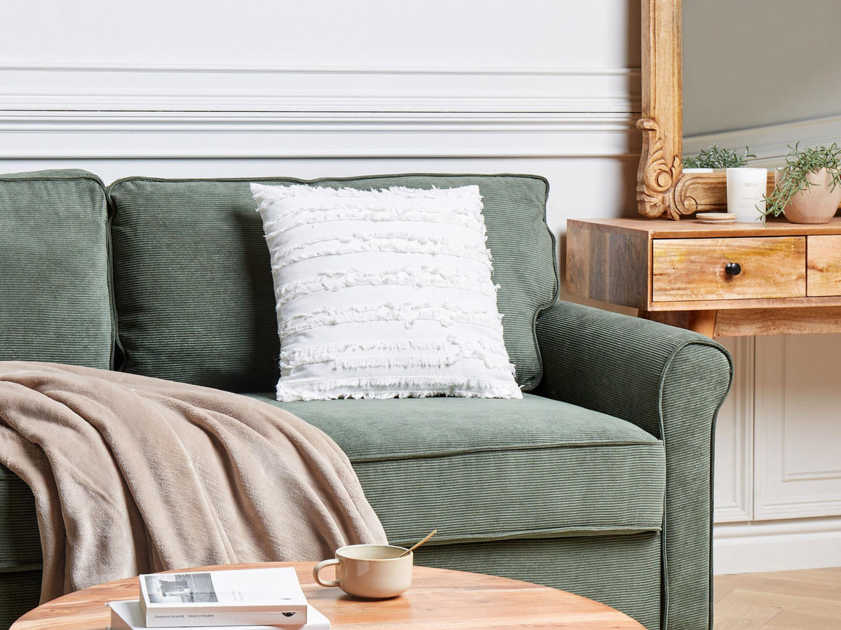 Dekokissen Weiß 45/45 cm Makneh - Weiß, Naturmaterialen (45/45cm) - Beliani