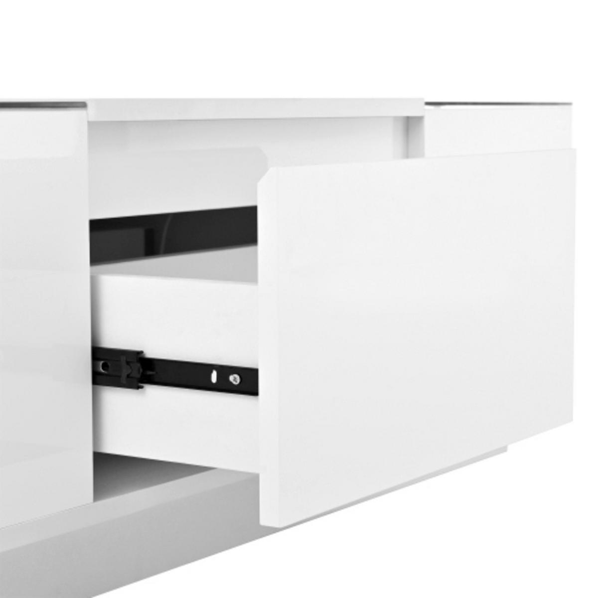 COUCHTISCH Weiß aus Spanplatte mit Bluetooth LED-Licht und Glasverkleidung 105×50×35 cm - Weiß, Holzwerkstoff (50/105/35cm) - Luhomfu