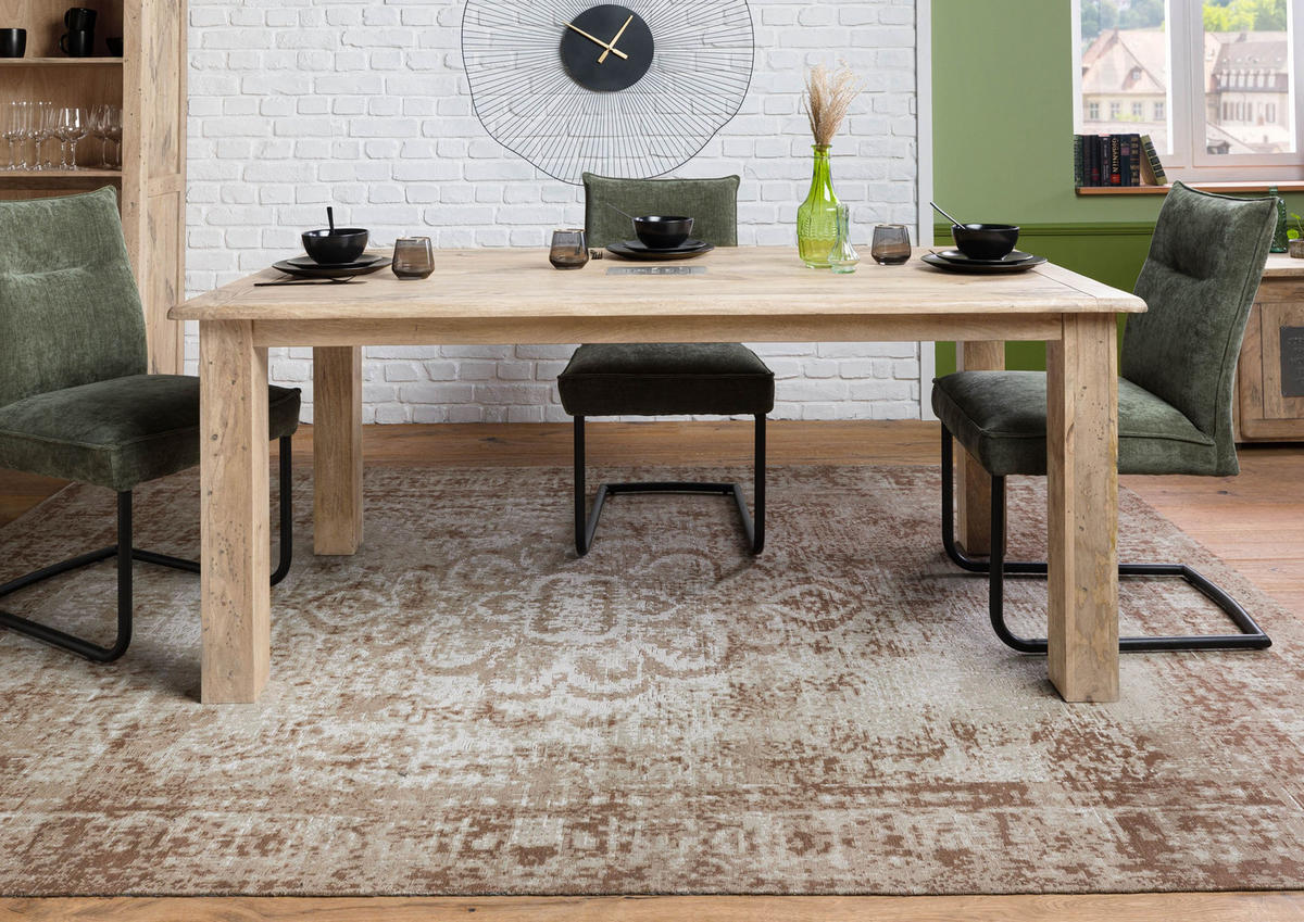 ESSTISCH Mango 200x100x76 beige lackiert RAILWAY - Beige, Holz (100/200/76cm) - Massivmoebel24