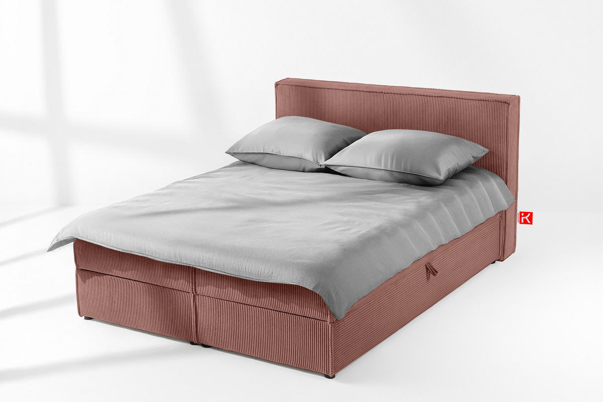 BOXSPRINGBETT ROTI mit Stauraum, rosa - Schwarz/Rosa, Holz/Holzwerkstoff (140/200cm) - KONSIMO®