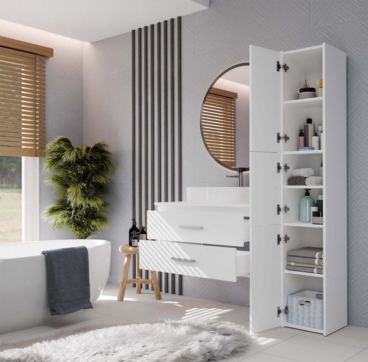 SKŘÍŇKA POD UMYVADLO bílá 80/45/50 - bílá, kompozitní dřevo (80/45/50cm) - RAUMHIRSCH FURNITURE
