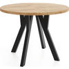 ESSTISCH Avero Black runder ausziehbarer, Eiche Craft braun 100-200/100/77 cm - Eiche Wotan/Schwarz, Holz/Holzwerkstoff (100/100/77cm) - WFL GROUP