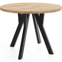 ESSTISCH Avero Black runder ausziehbarer, Eiche Craft braun 100-200/100/77 cm - Eiche Wotan/Schwarz, Holz/Holzwerkstoff (100/100/77cm) - WFL GROUP