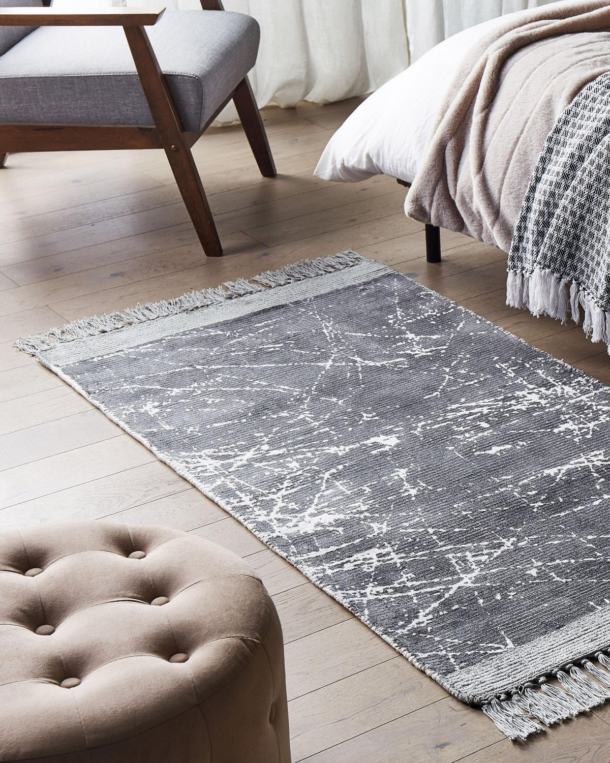 KURZFLOR-TEPPICH Hanli 150/80 cm - Grau, Naturmaterialen (80/150cm) - Beliani