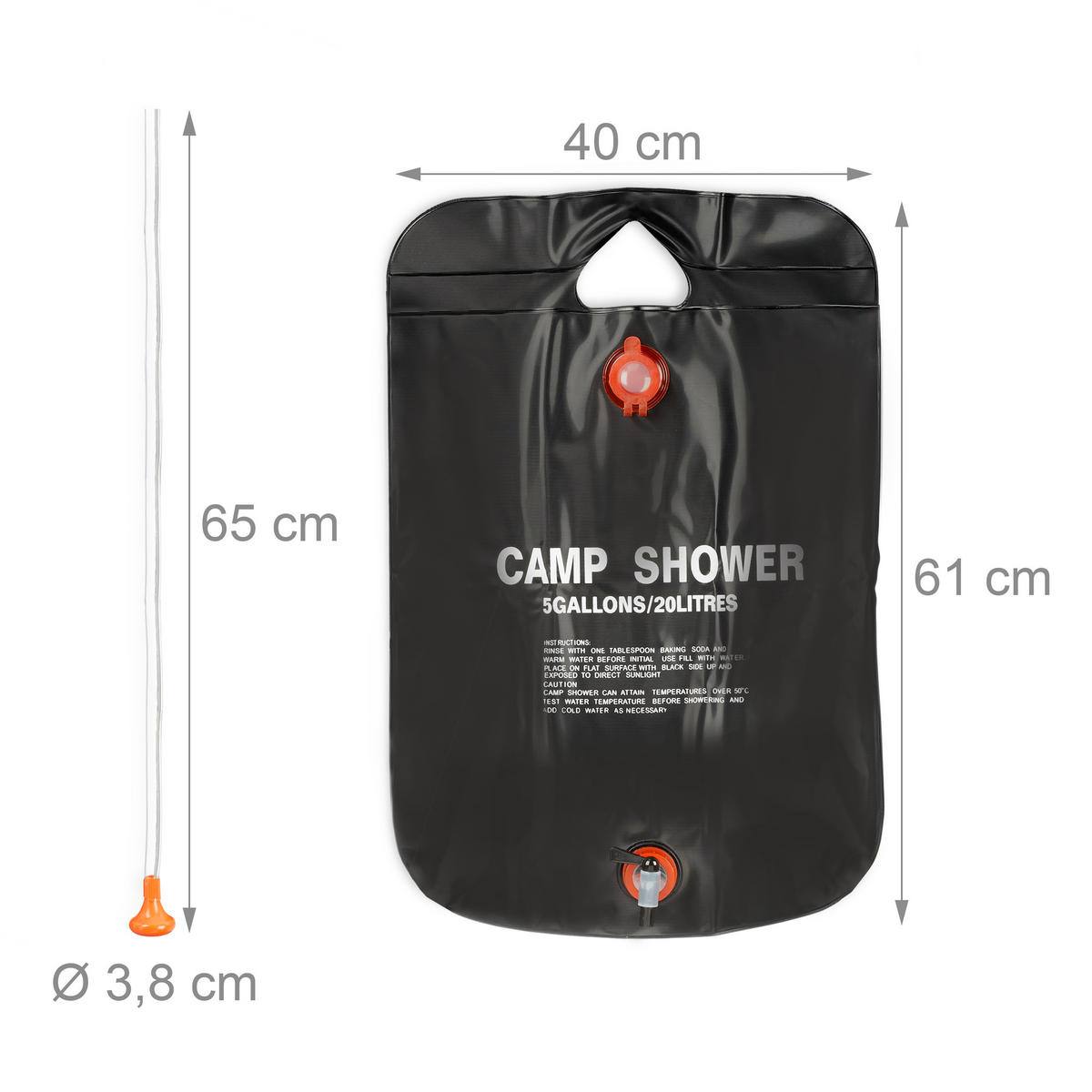 CAMPINGDUSCHE - Schwarz, Kunststoff (40/61/4cm) - Relaxdays
