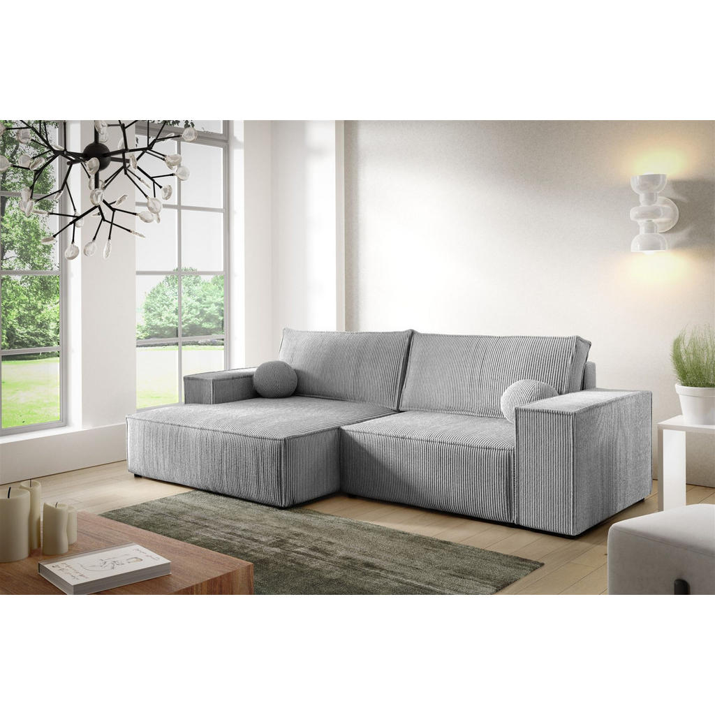Thumbnail - Fun Möbel Ecksofa, Blaugrau, Textil, Ottomane links, 255x148 cm, Wohnzimmer, Sofas & Couches, Wohnlandschaften, Ecksofas