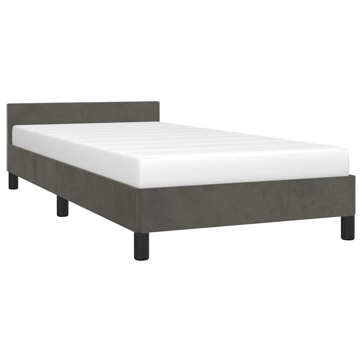 BETTGESTELL Ohne Matratze Dunkelgrau 100/200 Cm Samt - Grau, Holz (100/200cm) - vidaXL