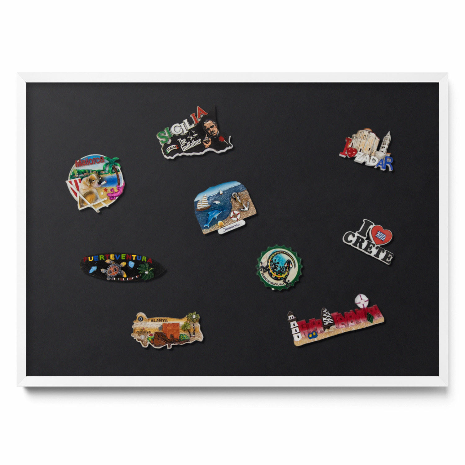 MAGNETTAFEL 70x50 cm Weißer Rahmen Farbe Schwarz - Schwarz Hochglanz, Metall (70/50/0.4cm) - TULUP
