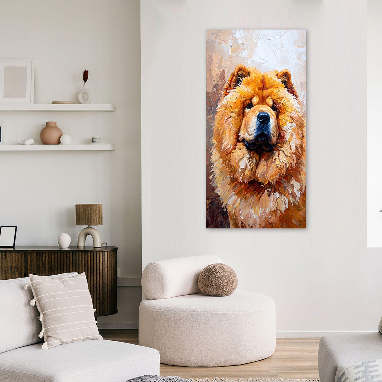 LEINWANDBILD Chow-Chow Hund Tier Natur 40x80cm - Beige, Textil (40/80cm) - Feeby