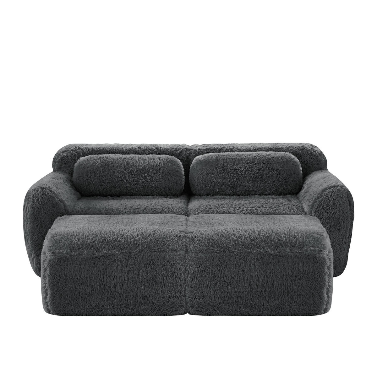 SCHLAFSOFA DE-34161 modular mit 2 Ottomans Grau - Grau, Textil (179/73/204cm) - ComfortXL
